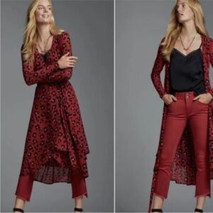 CAbi Siren Wrap Dress Style #5771, Red Leopard, Size M